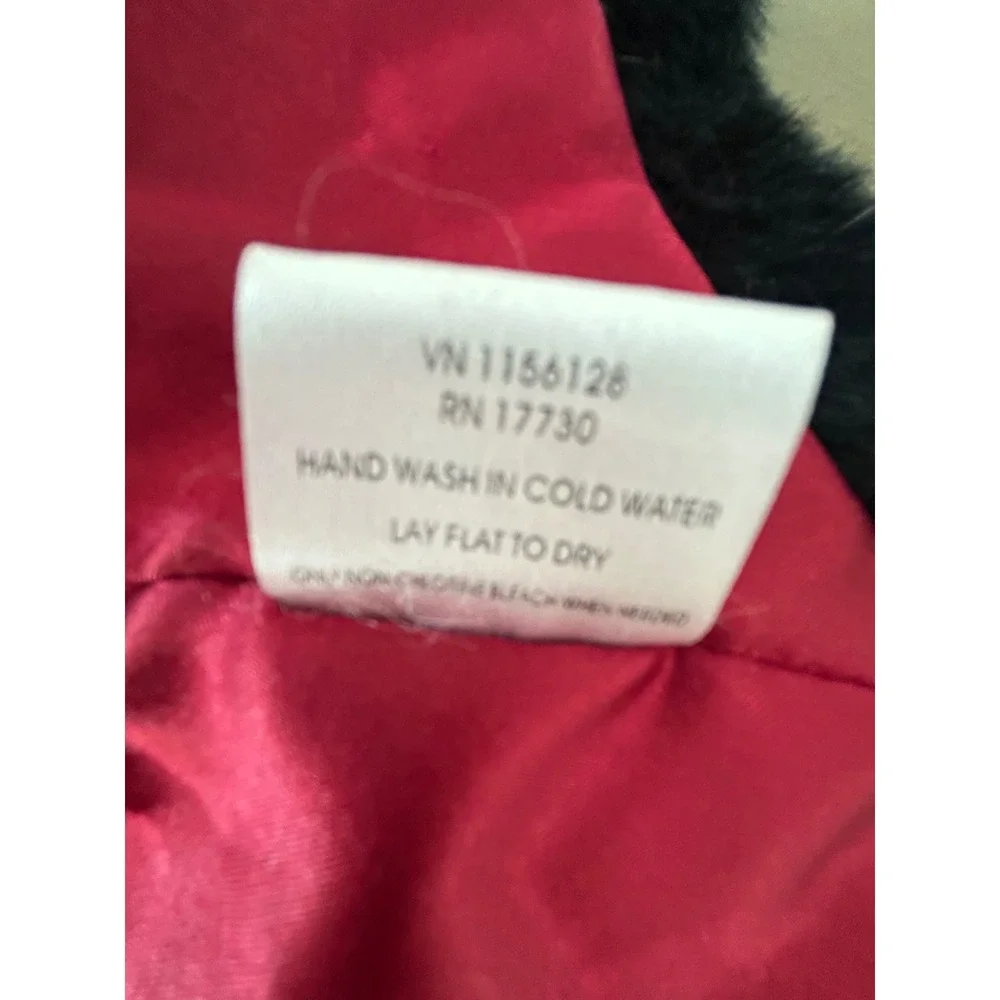 Pet Red Velvet Gold Embroidered Hooded Coat Faux Fur Trim Medium